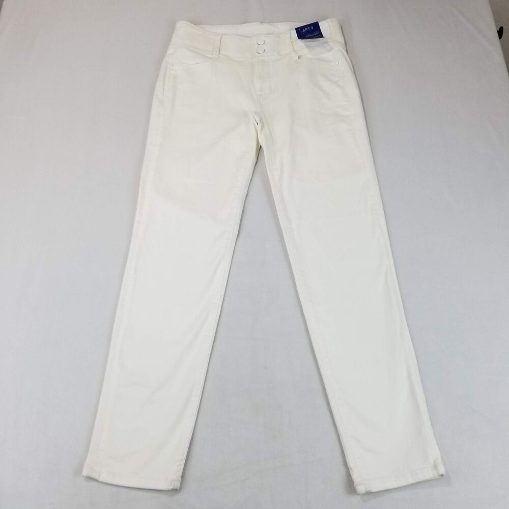 Apt. 9 Jeans Womens 8 White Curvy Straight Mid Rise Tummy Control Stretch Kohls